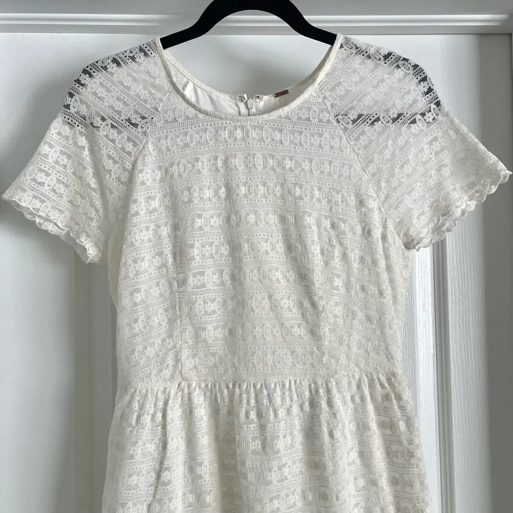 Free People Candy Ivory Lace Vintage Inspired Mini Dress - Picture 6 of 14